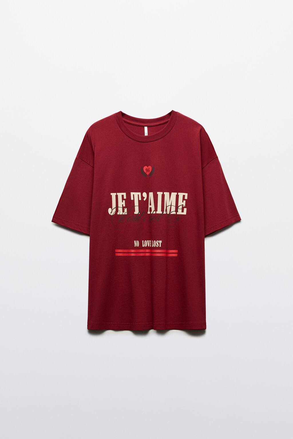 Футболка oversize с принтом - цвет бордовый - 8