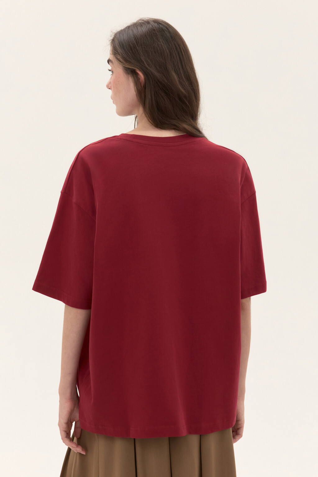 Футболка oversize с принтом - цвет бордовый - 4