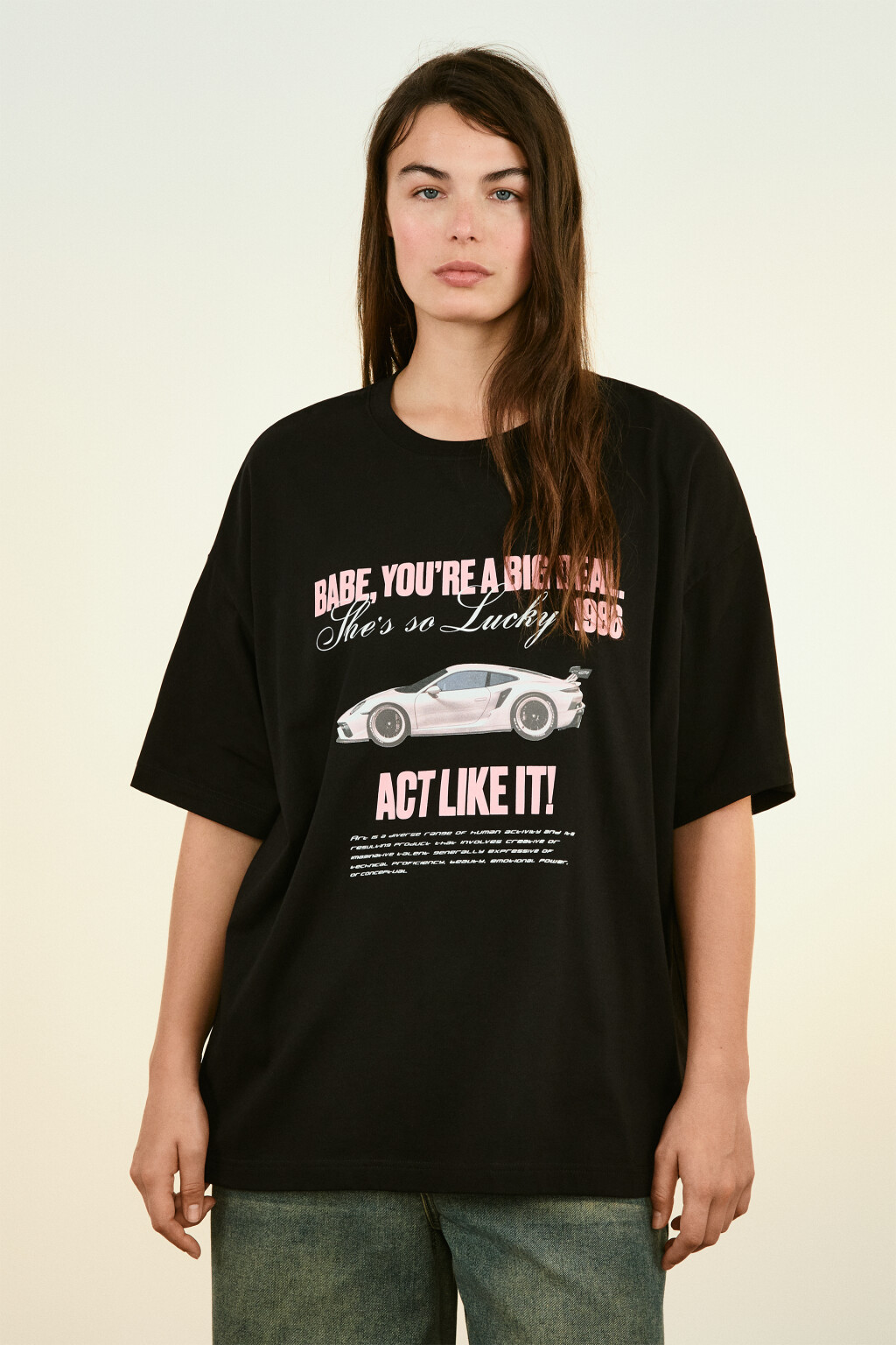 Футболка oversize с принтом - цвет черный - 2