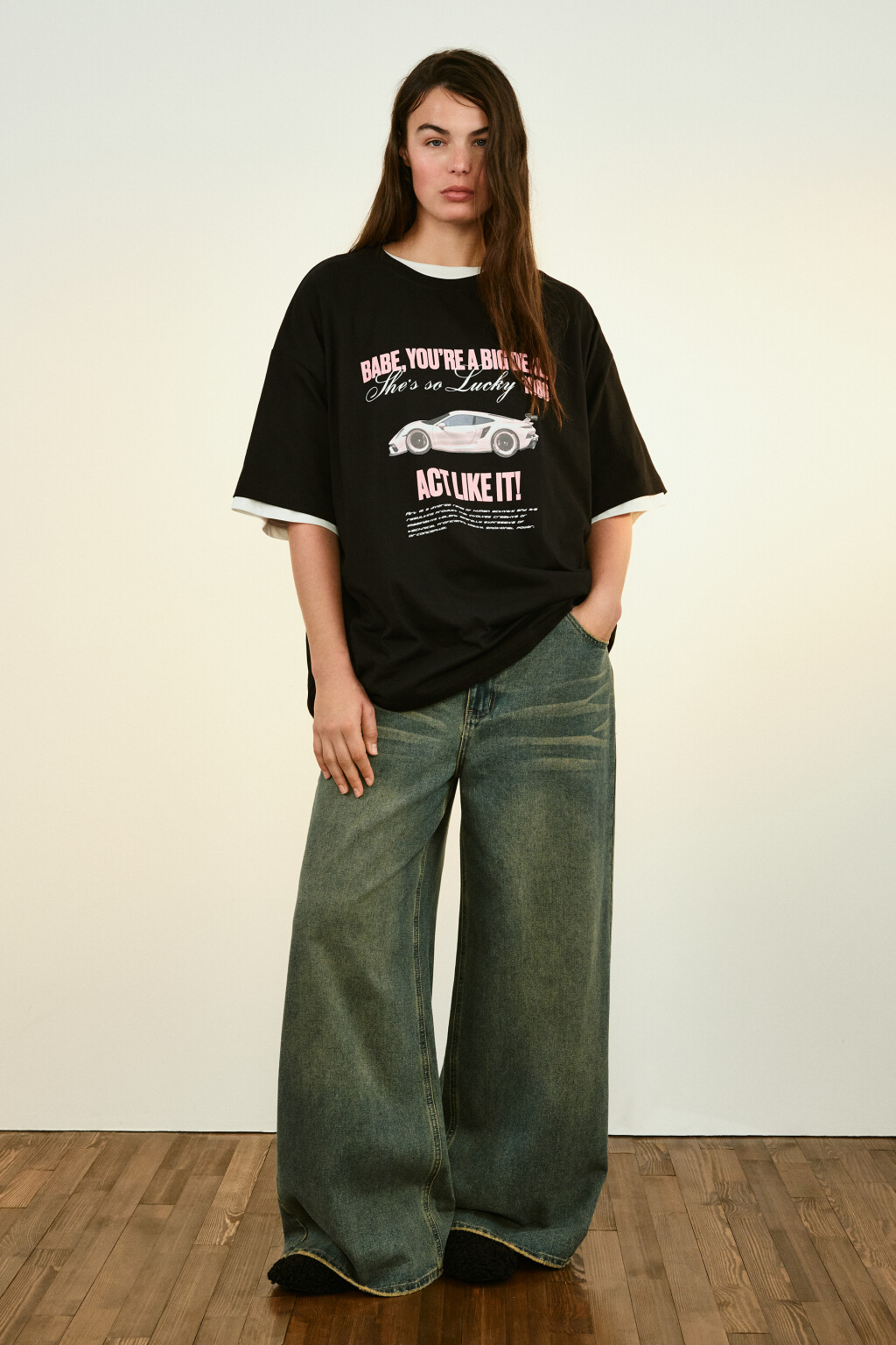 Футболка oversize с принтом - цвет черный - 4