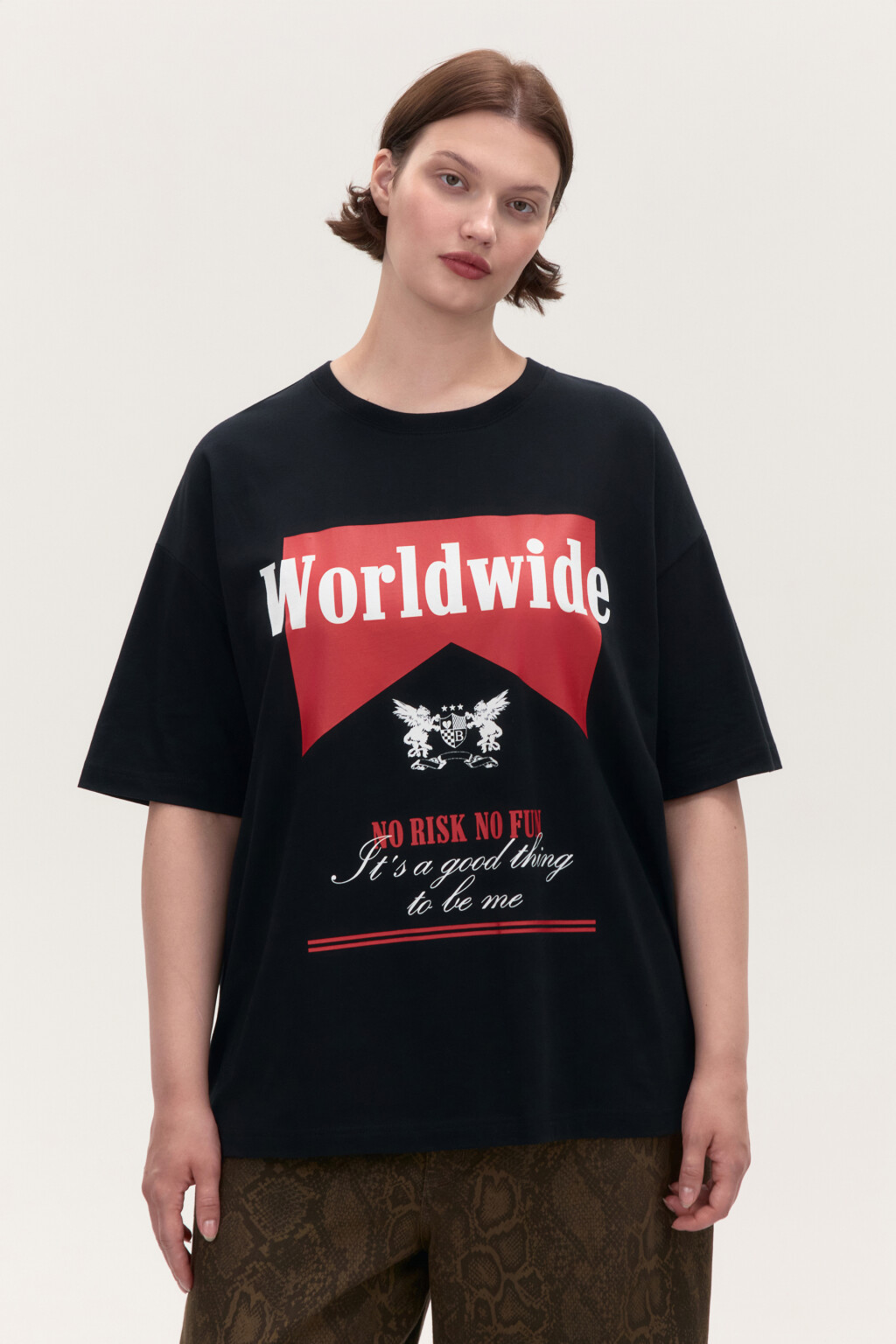 Футболка oversize с принтом - цвет черный - 2