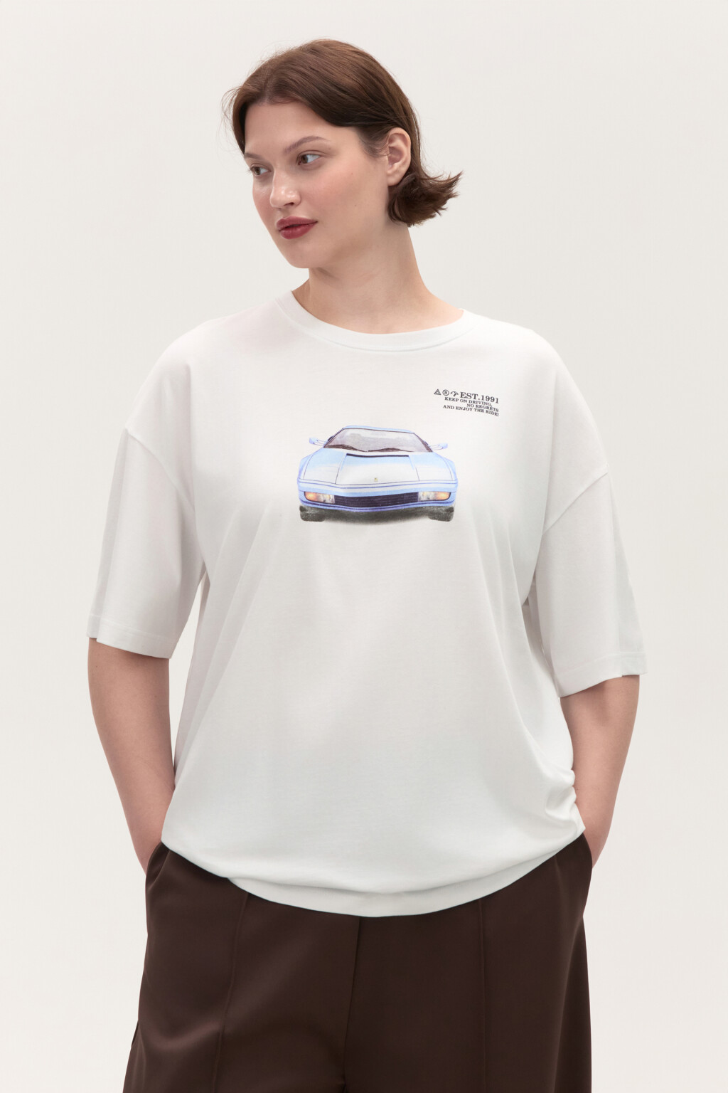 Футболка oversize с принтом - цвет белый - 3