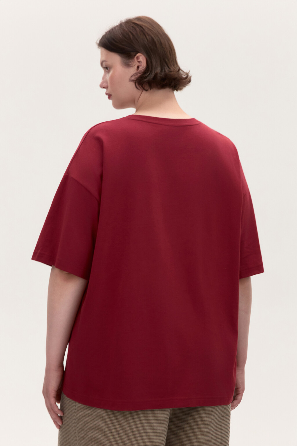 Футболка oversize с принтом - цвет бордовый - 3