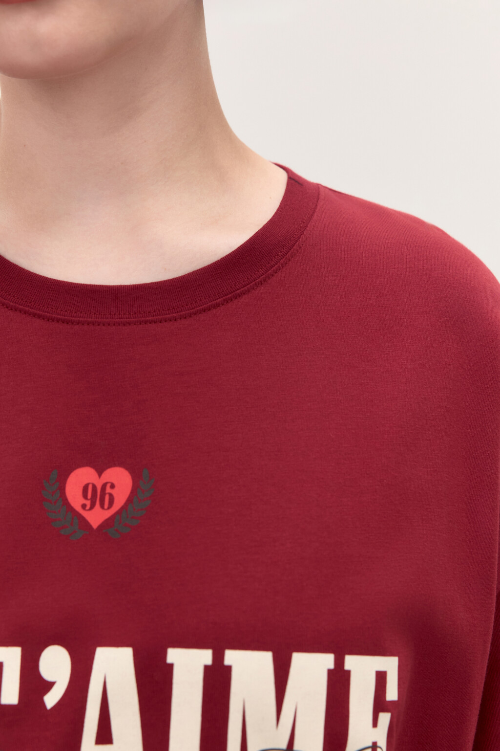 Футболка oversize с принтом - цвет бордовый - 6