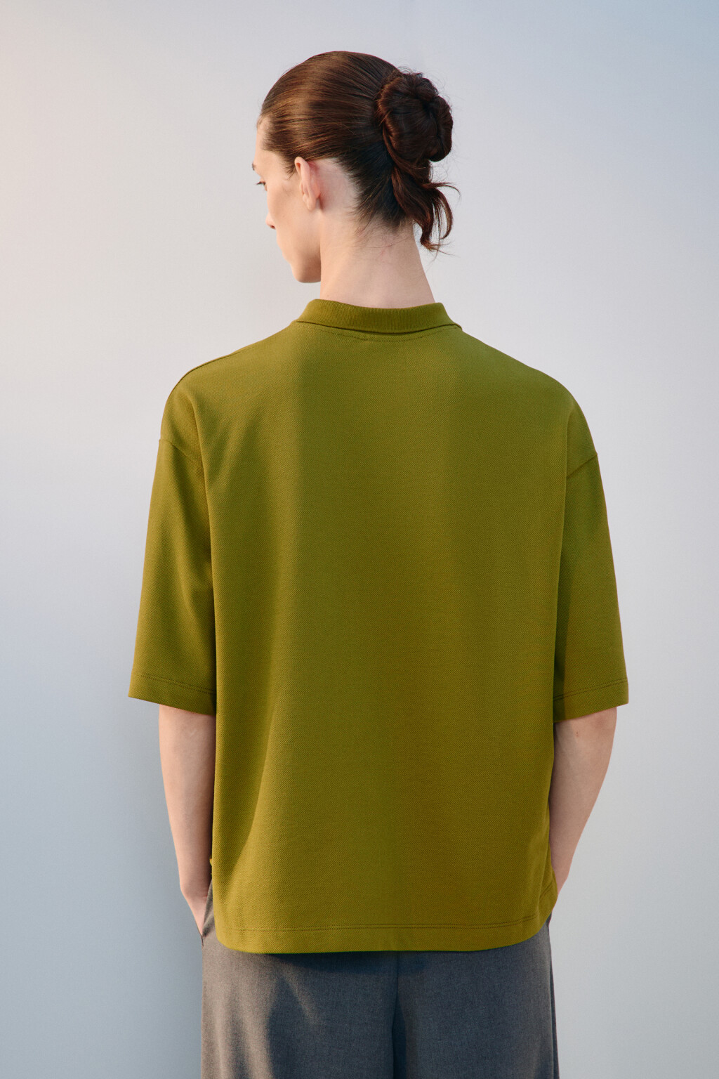 Футболка-поло с вышивкой - цвет зеленый - 3