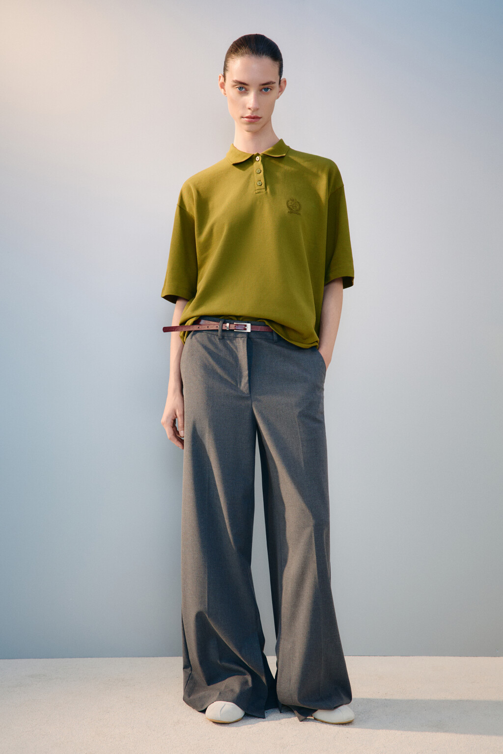 Футболка-поло с вышивкой - цвет зеленый - 4