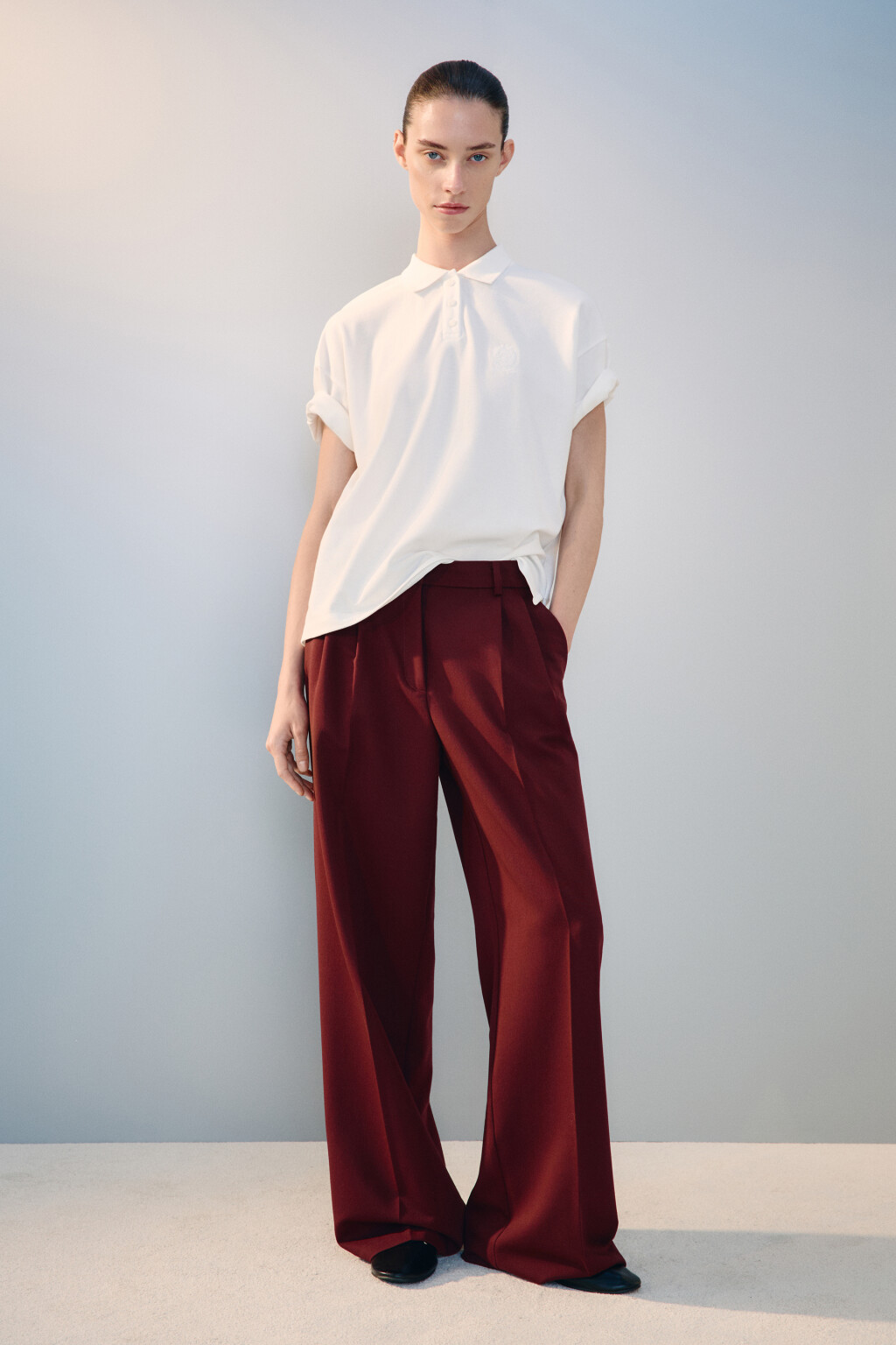 Футболка-поло с вышивкой - цвет белый - 4