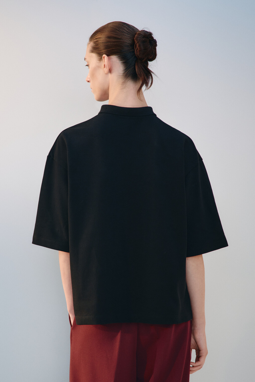 Футболка-поло с вышивкой - цвет черный - 4