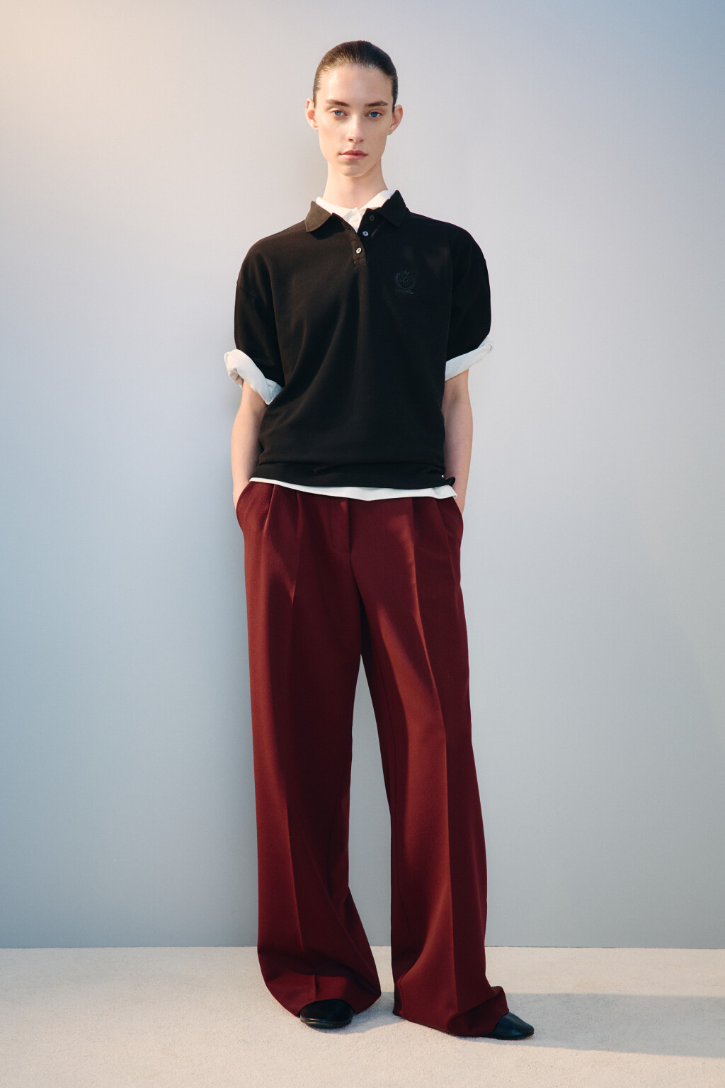 Футболка-поло с вышивкой - цвет черный - 5