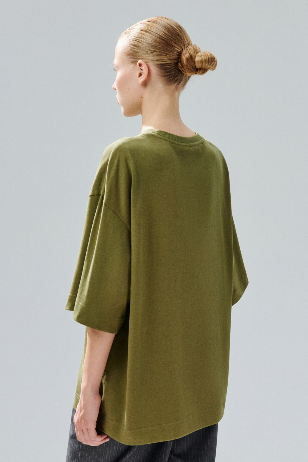 Футболка oversize с принтом - цвет зеленый - 4