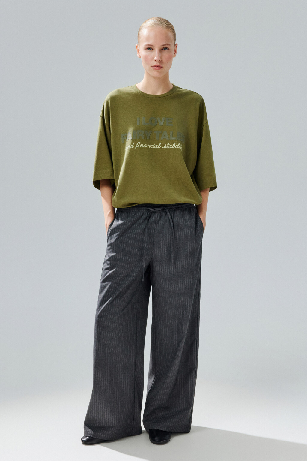Футболка oversize с принтом - цвет зеленый - 5