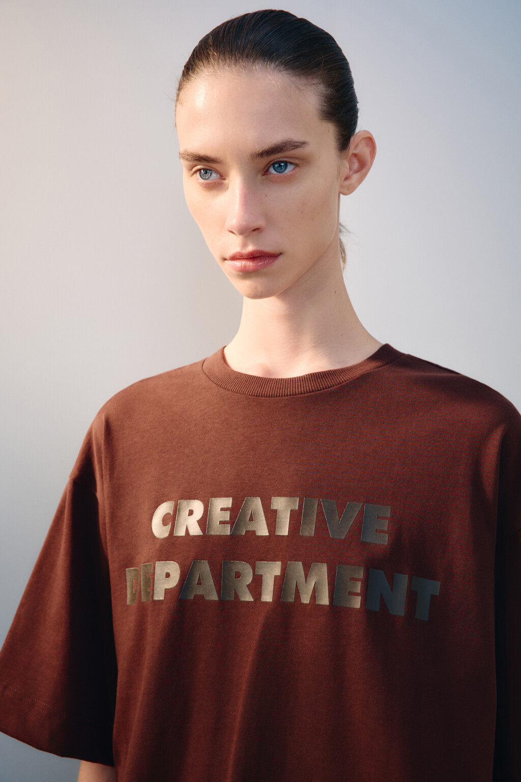 Футболка oversize с принтом - цвет коричневый - 5