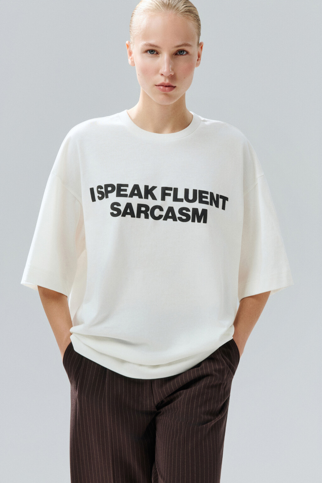 Футболка oversize с принтом - цвет белый - 2