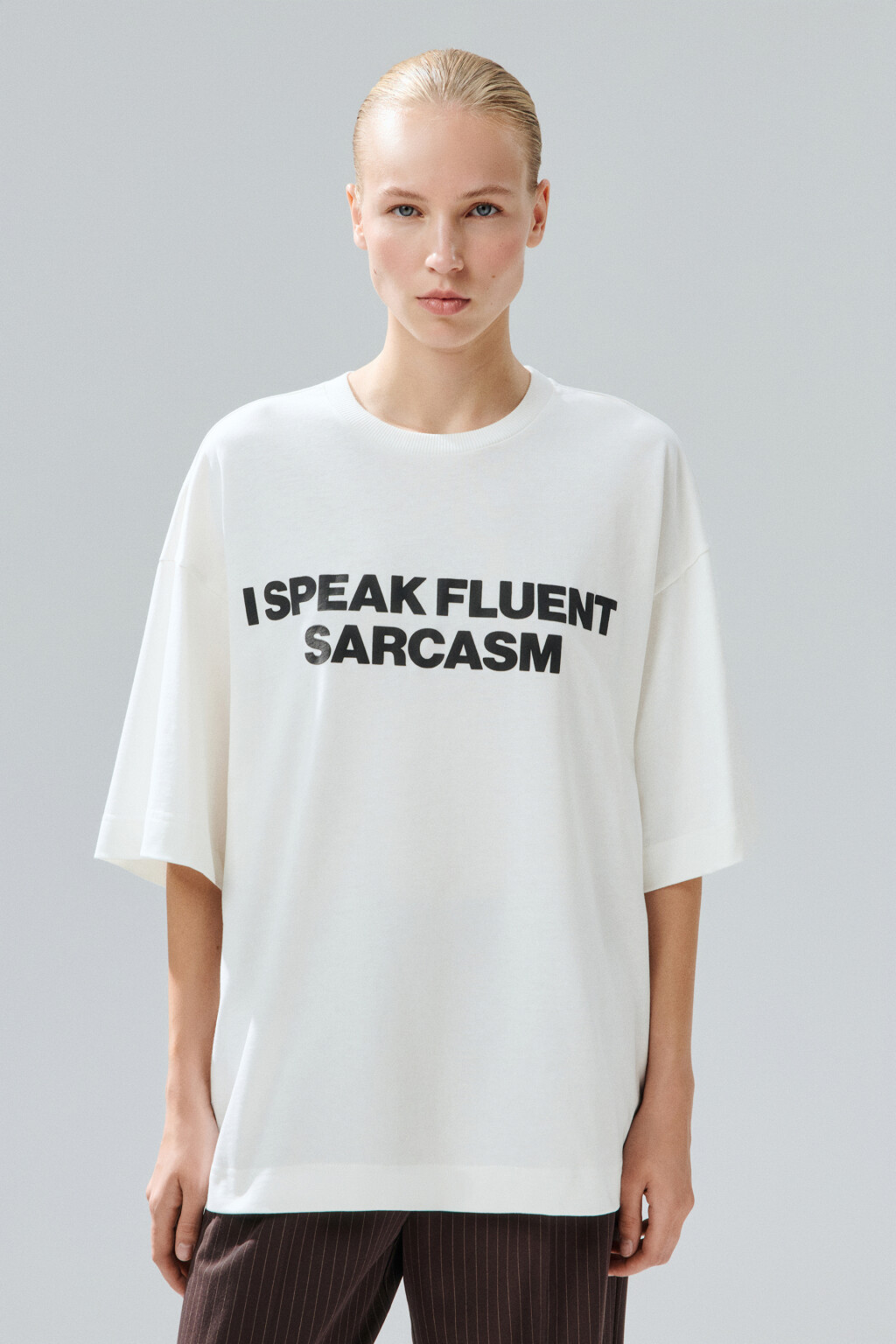 Футболка oversize с принтом - цвет белый - 3