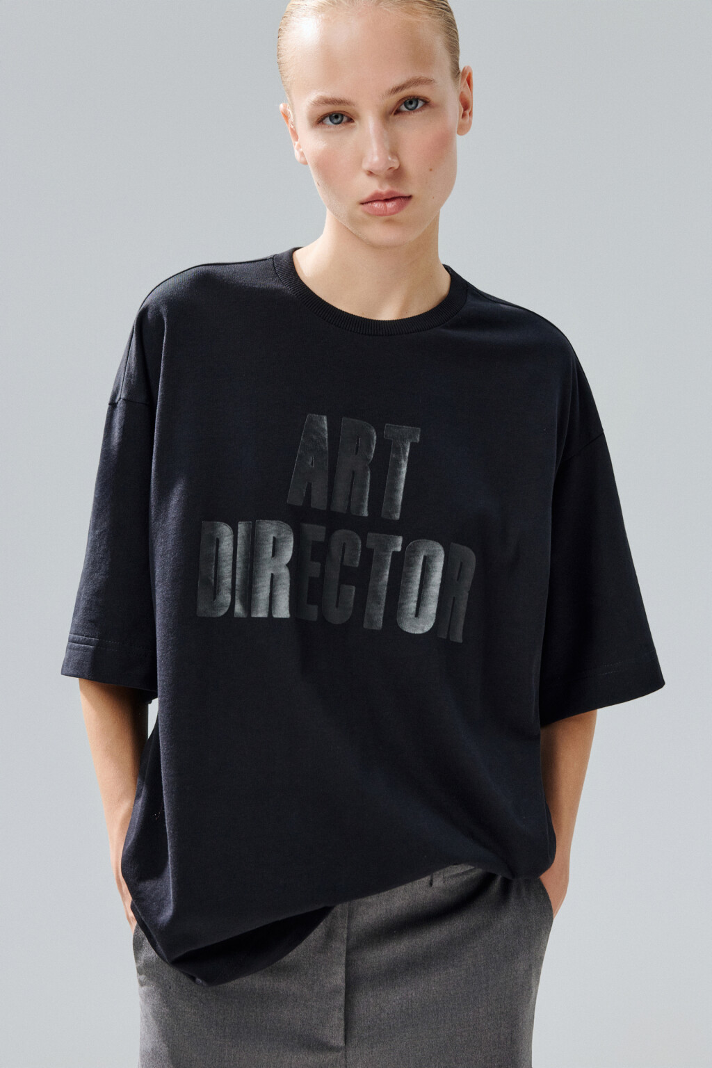 Футболка oversize с принтом - цвет черный - 1