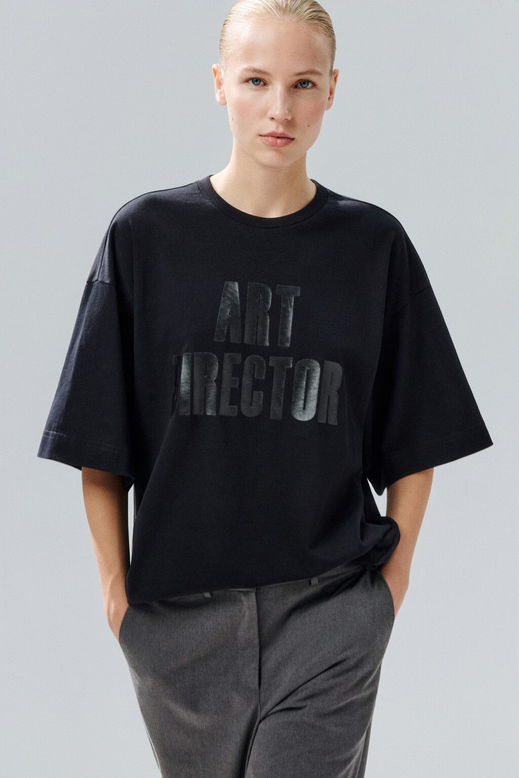 Футболка oversize с принтом - цвет черный - 2