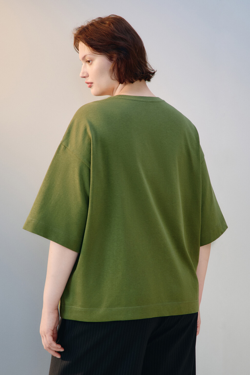 Футболка oversize с принтом - цвет зеленый - 3