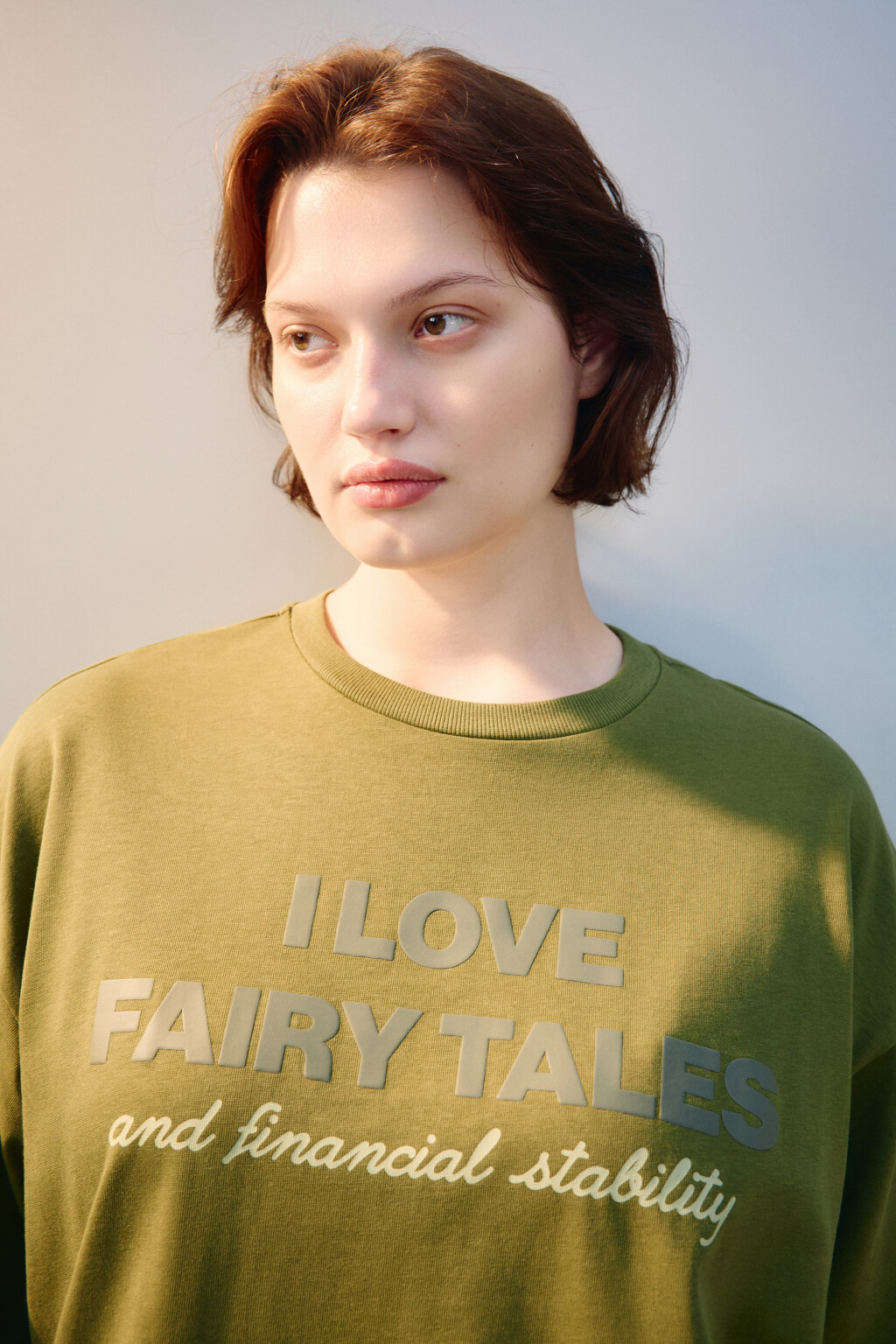 Футболка oversize с принтом - цвет зеленый - 5