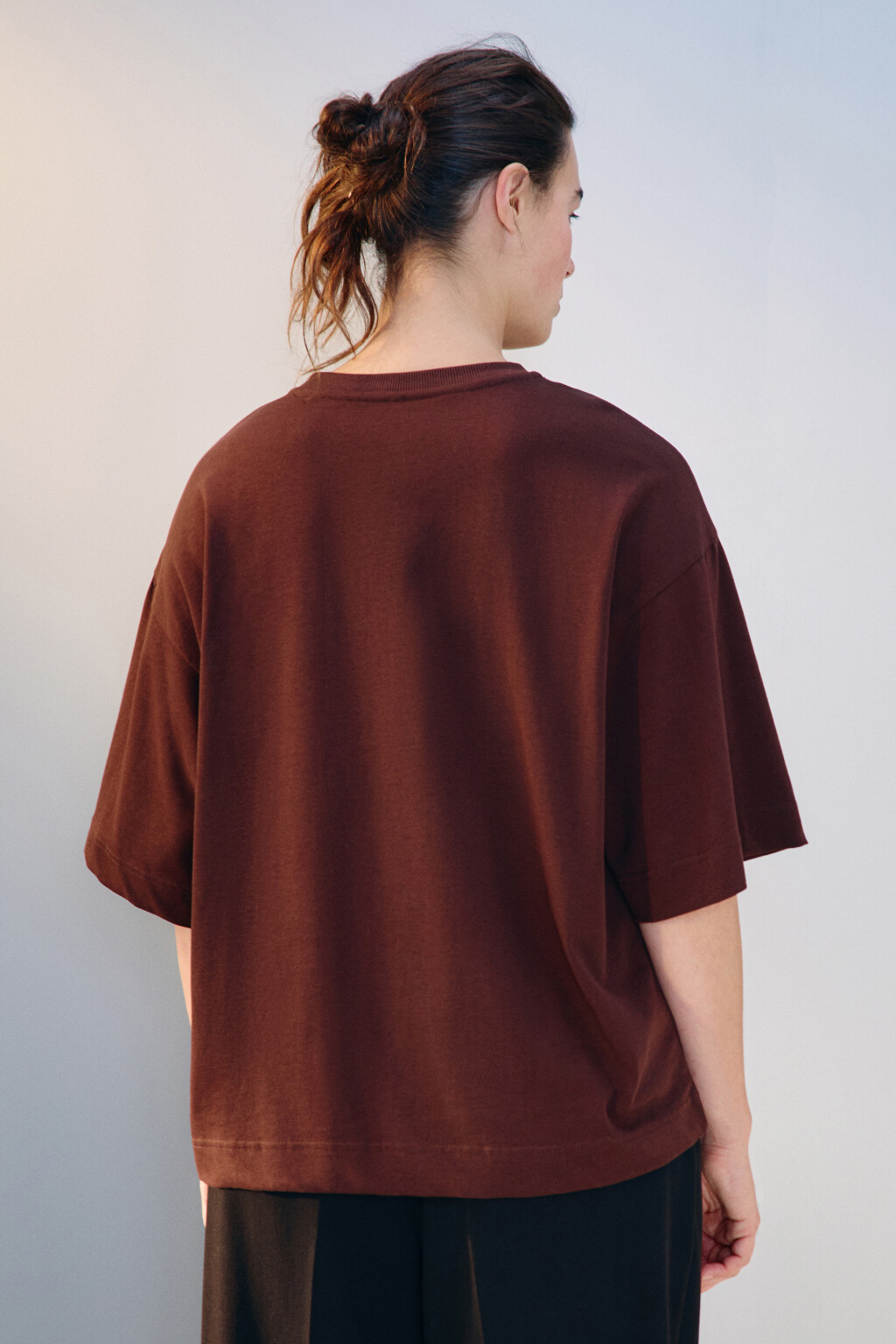 Футболка oversize с принтом - цвет коричневый - 3