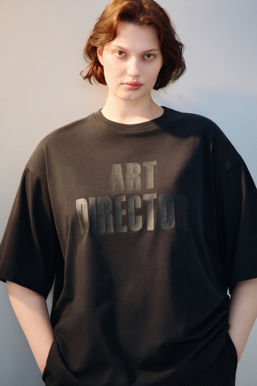 Футболка oversize с принтом - цвет черный - 1