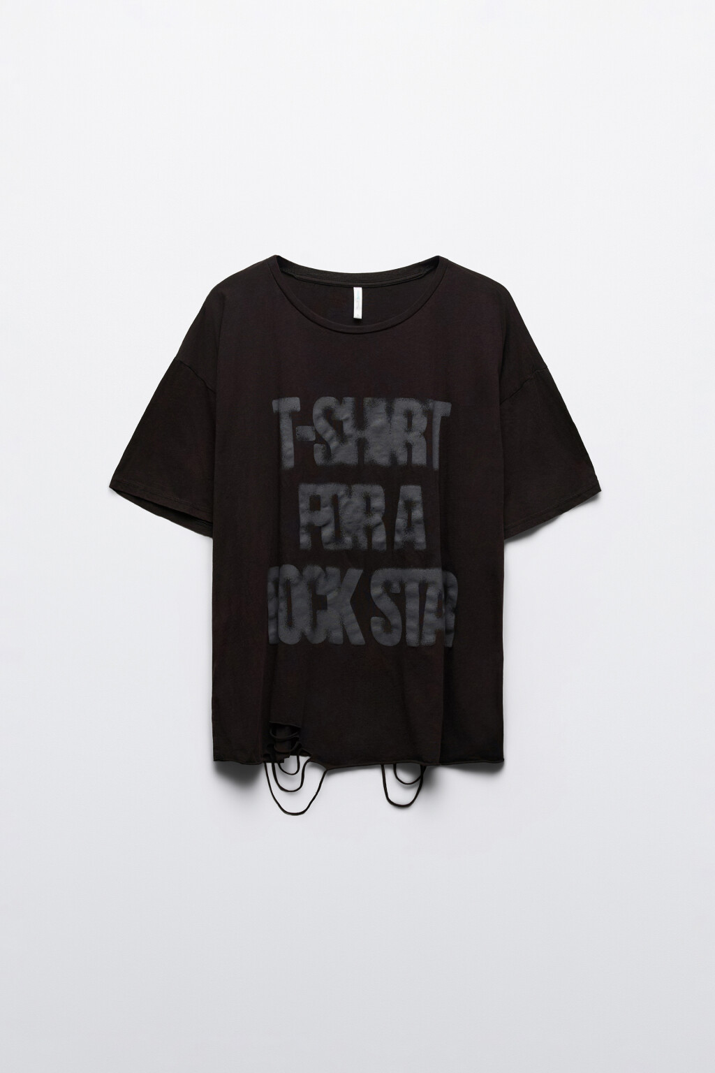 Футболка рваная с надписью - цвет черный - 8