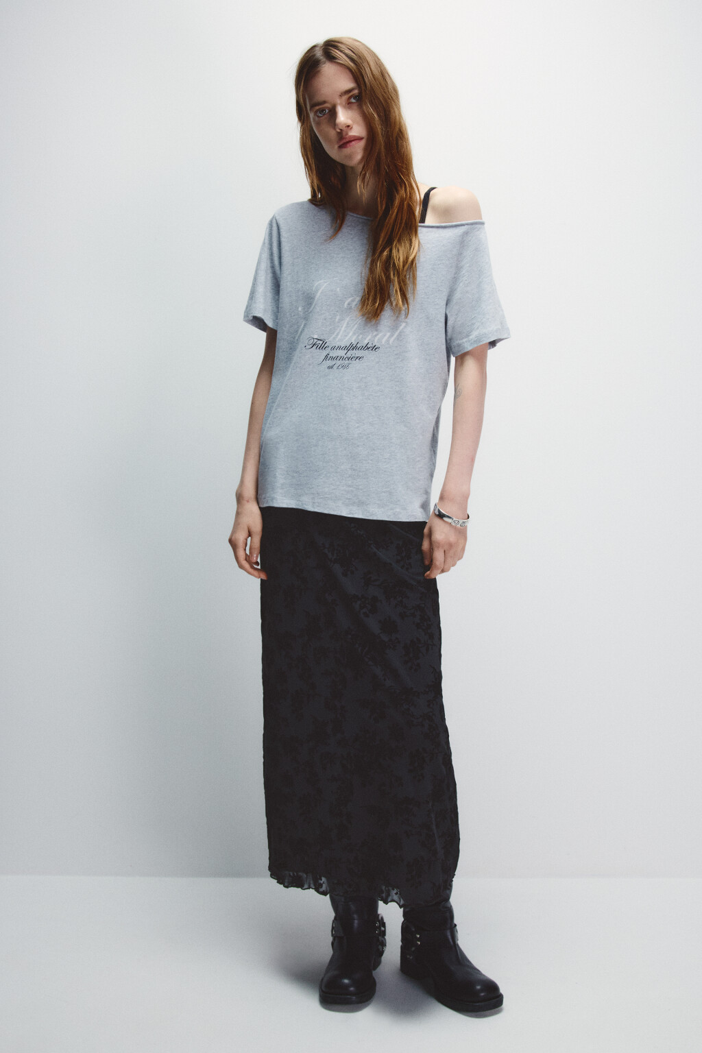 Футболка-топ с открытым плечом - цвет серый - 4