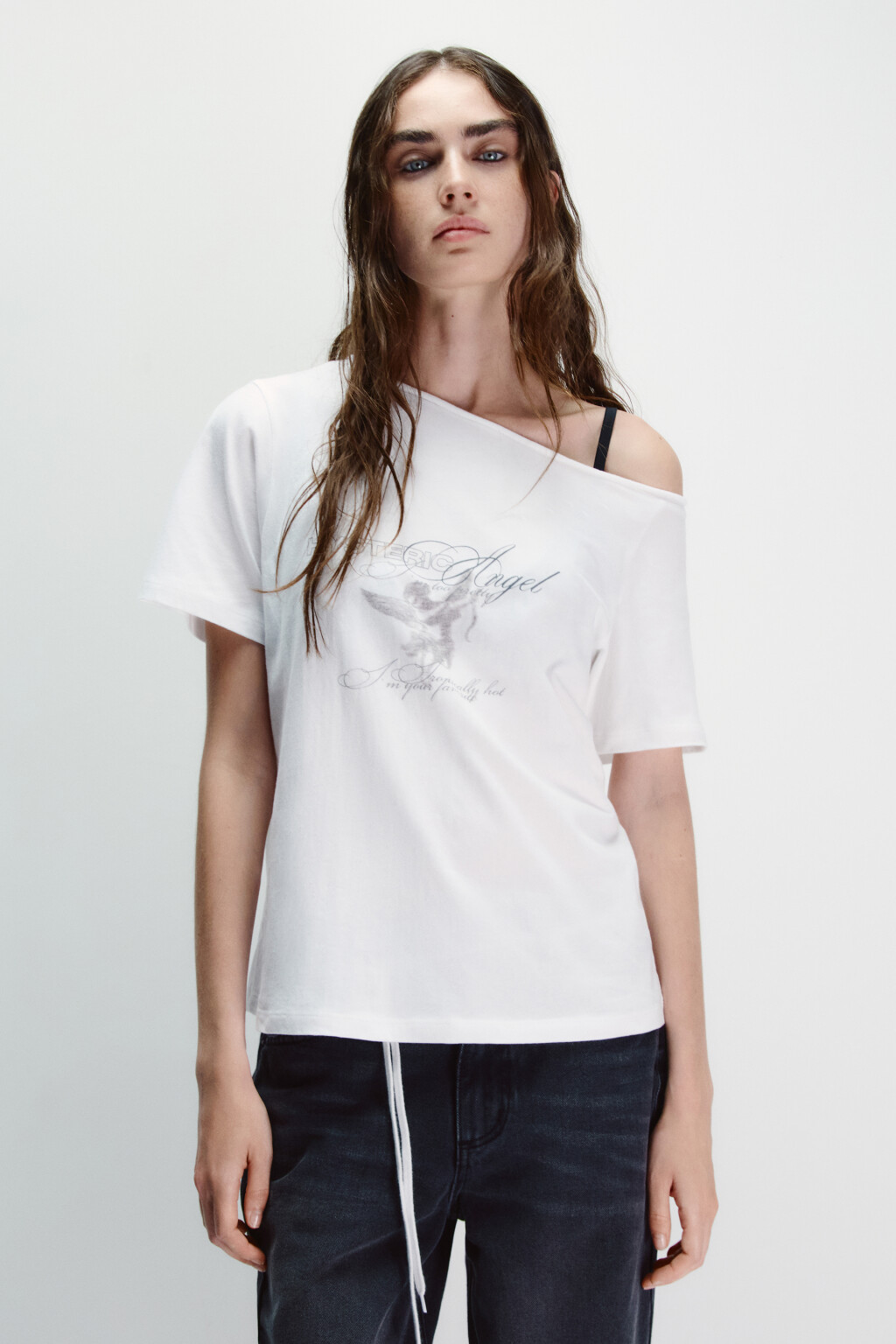 Футболка-топ с открытым плечом - цвет белый - 3