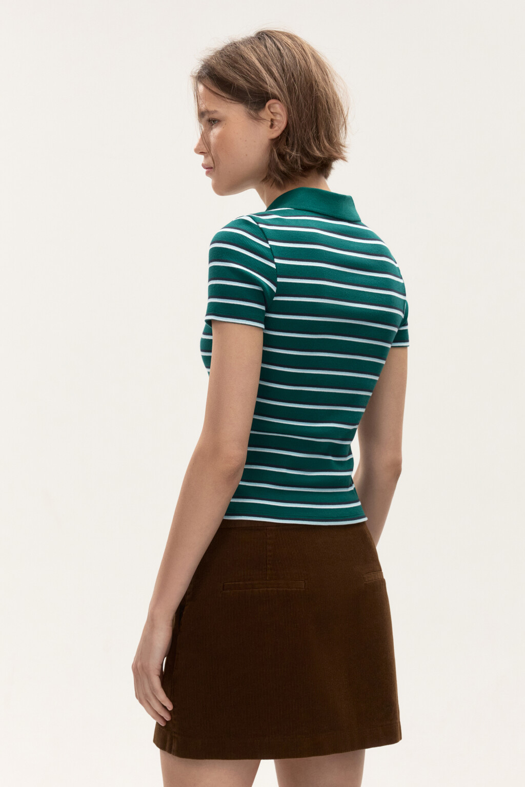 Футболка-поло в полоску - цвет зеленый - 3