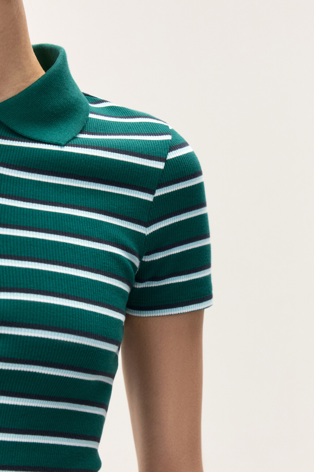 Футболка-поло в полоску - цвет зеленый - 6