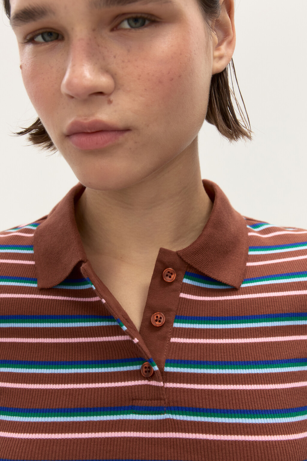 Футболка-поло в полоску - цвет коричневый - 6