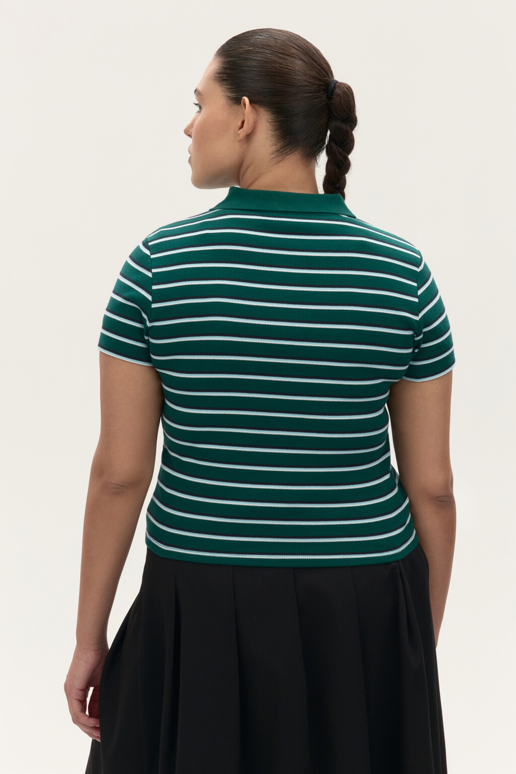 Футболка-поло в полоску - цвет зеленый - 4
