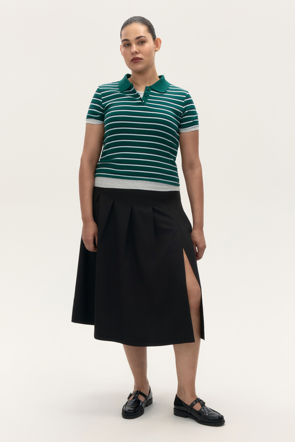 Футболка-поло в полоску - цвет зеленый - 5