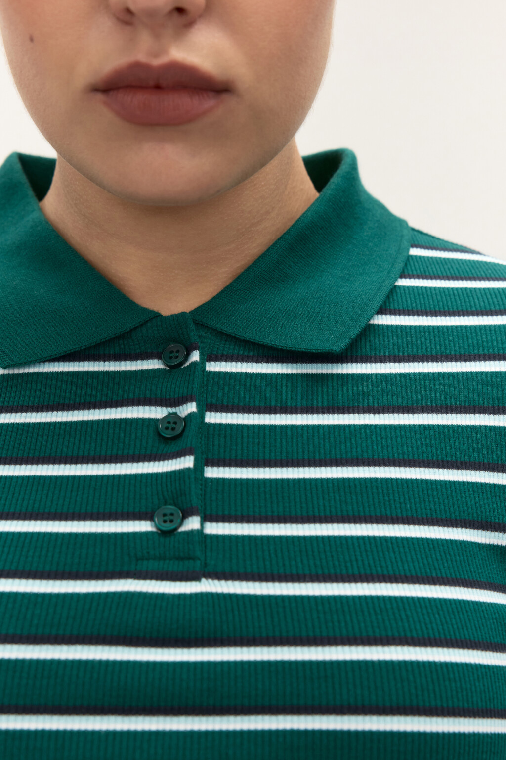 Футболка-поло в полоску - цвет зеленый - 6
