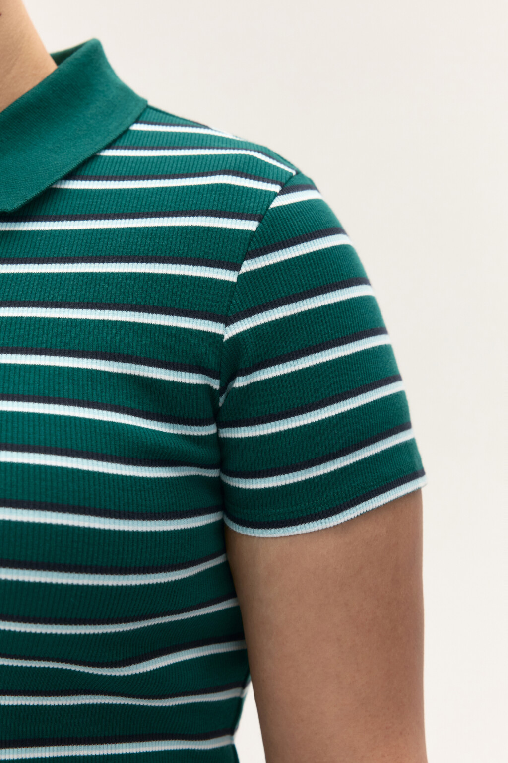 Футболка-поло в полоску - цвет зеленый - 7