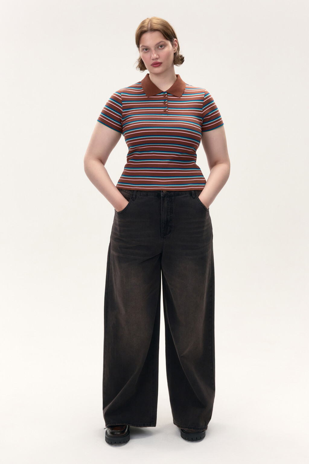 Футболка-поло в полоску - цвет коричневый - 5