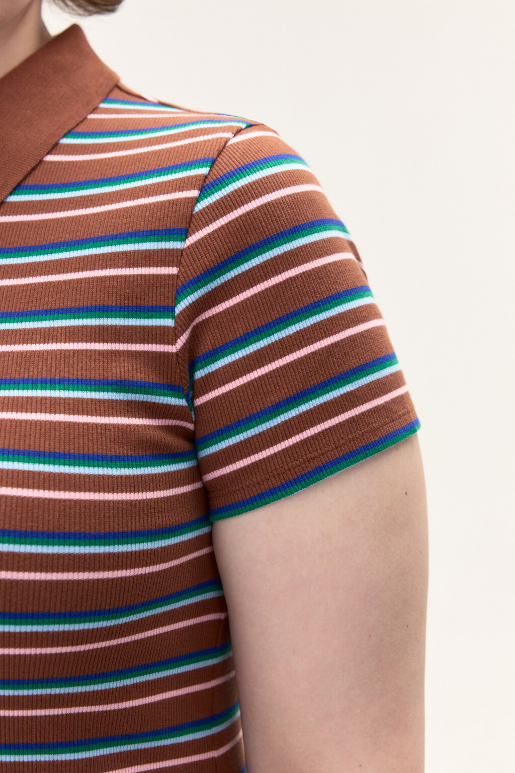 Футболка-поло в полоску - цвет коричневый - 7