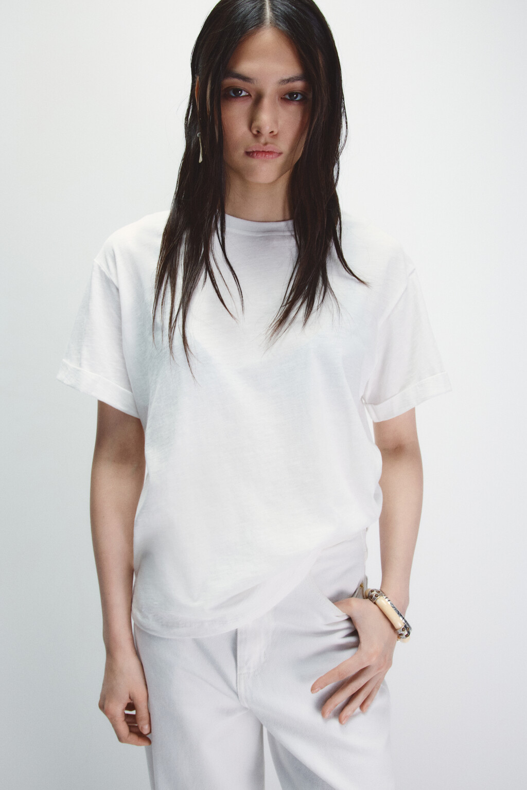 Футболка из тонкого трикотажа - цвет белый - 1