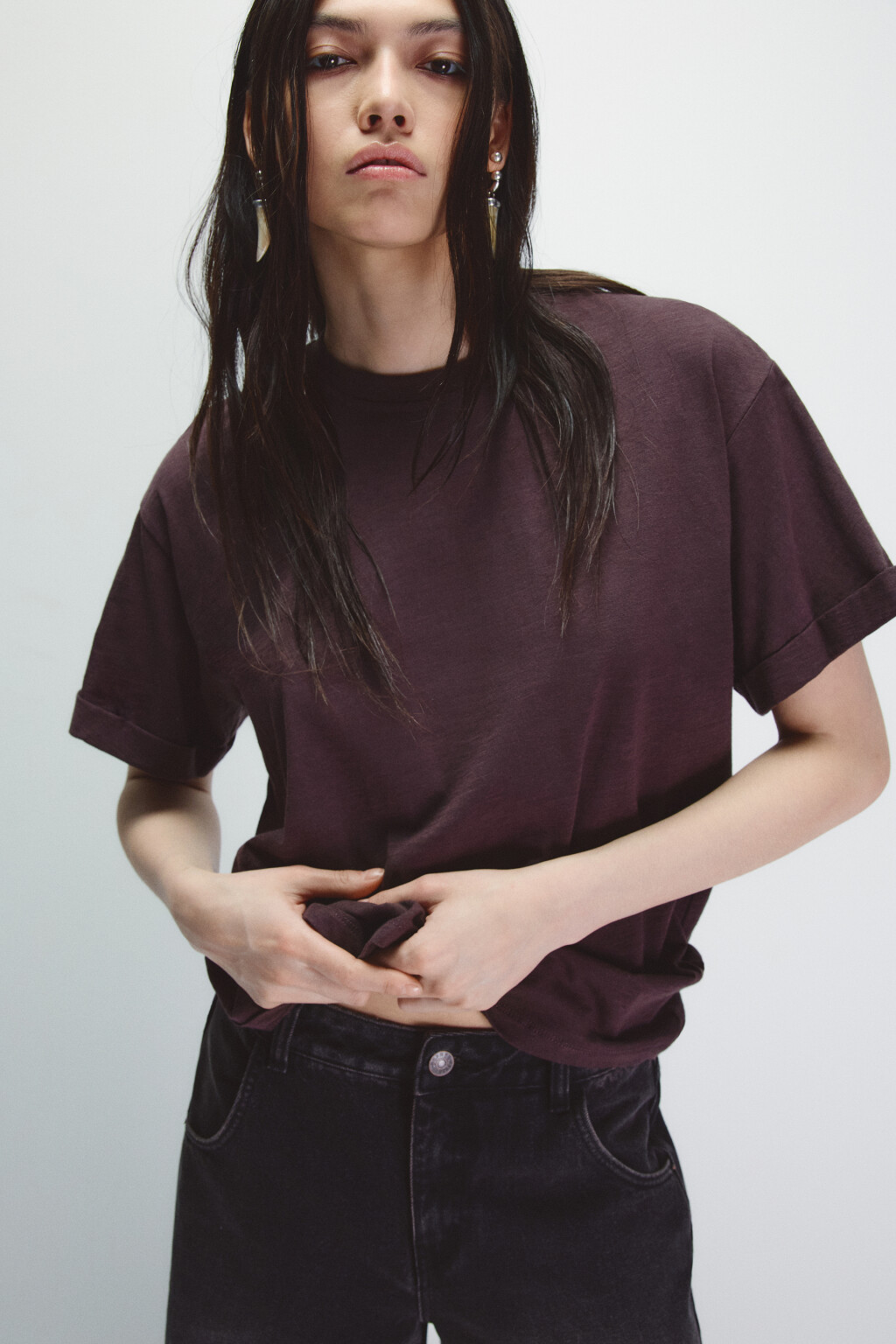 Футболка из тонкого трикотажа - цвет фиолетовый - 1