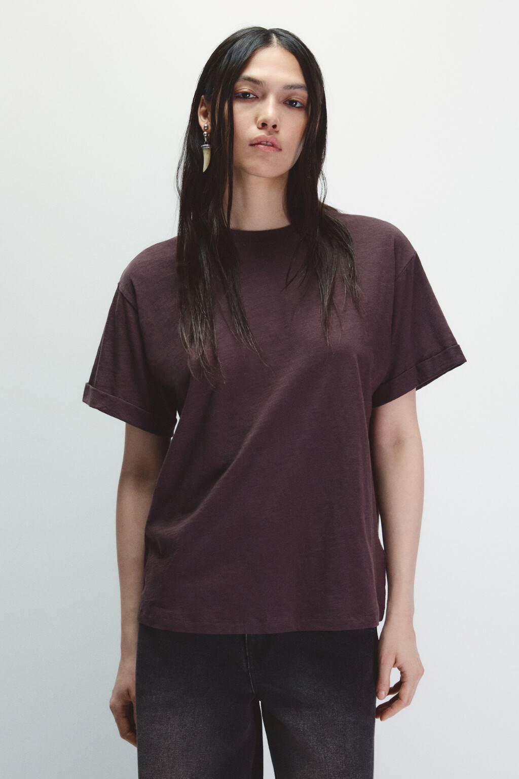 Футболка из тонкого трикотажа - цвет фиолетовый - 2