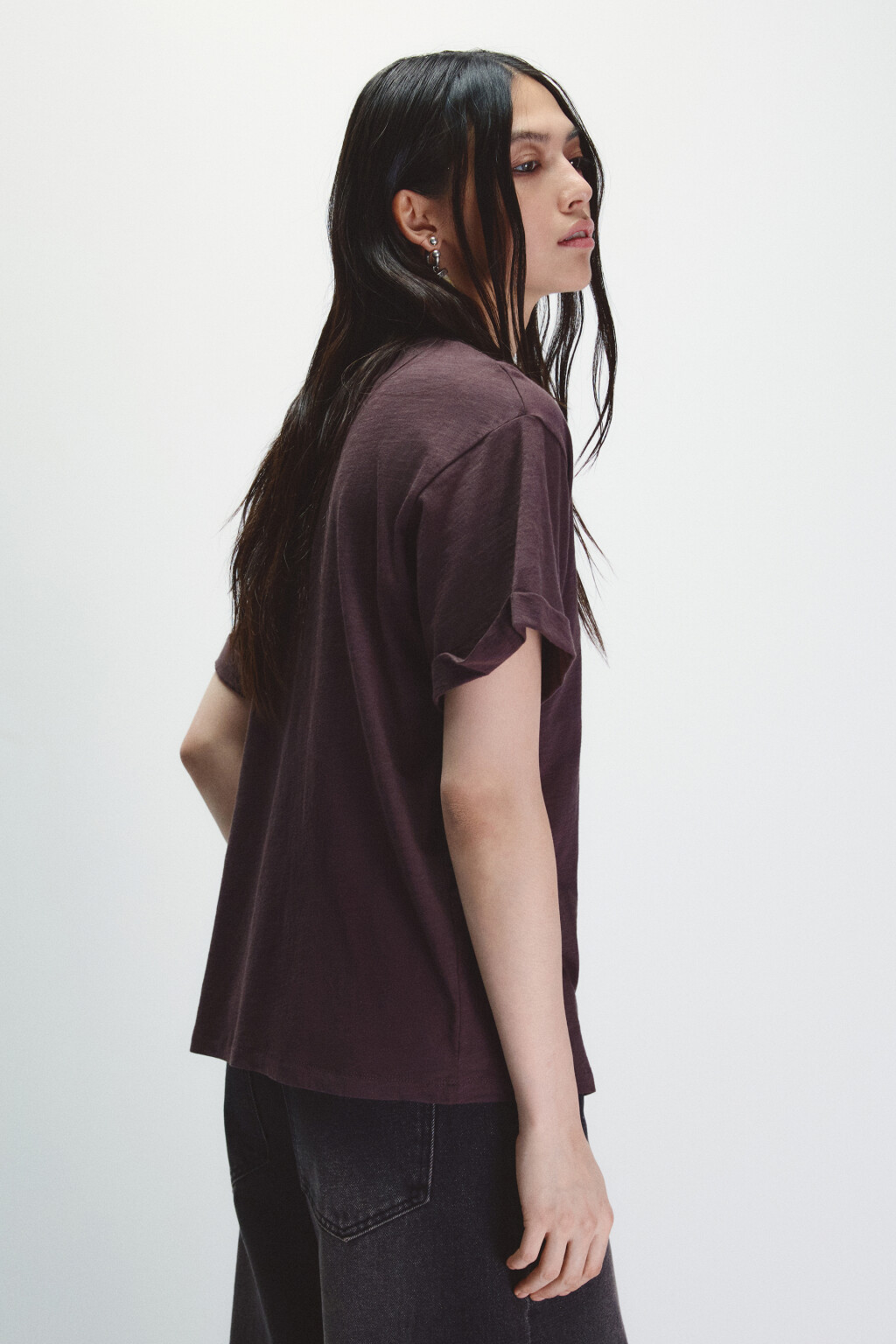 Футболка из тонкого трикотажа - цвет фиолетовый - 3