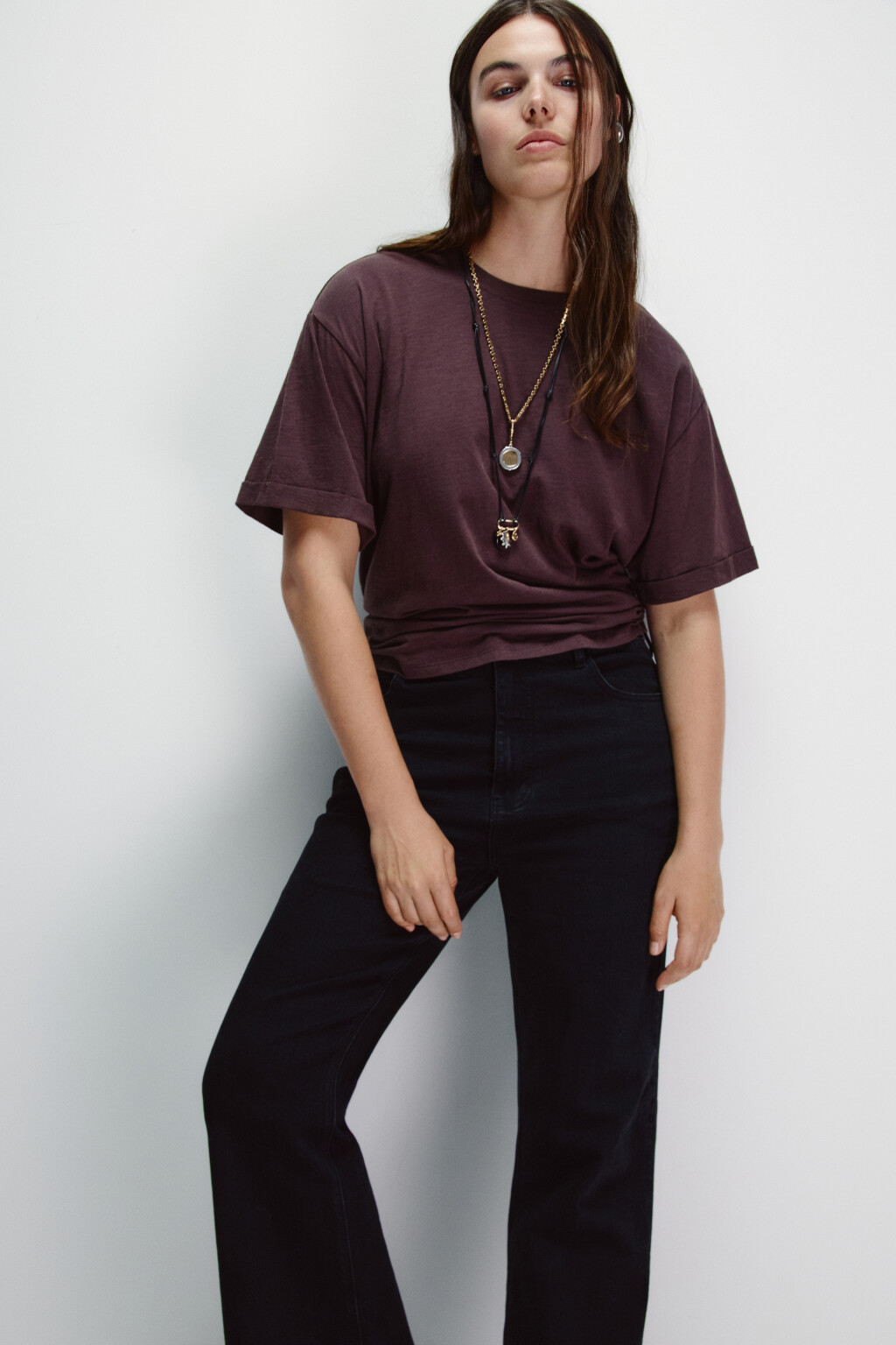 Футболка из тонкого трикотажа - цвет фиолетовый - 1