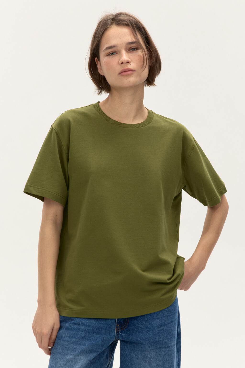 Футболка из плотного трикотажа - цвет зеленый - 2