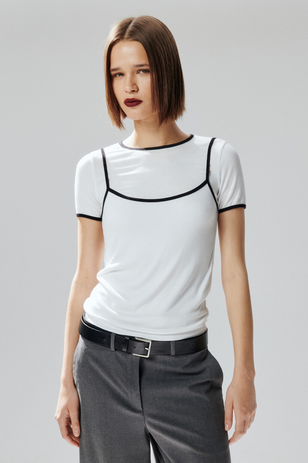 Футболка с имитацией майки - цвет белый - 4