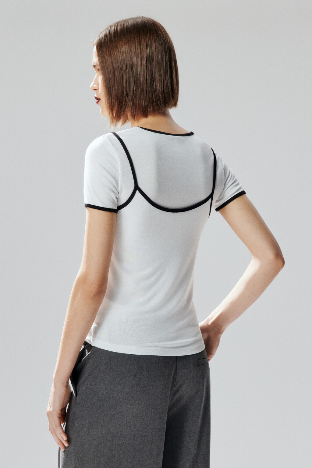 Футболка с имитацией майки - цвет белый - 5