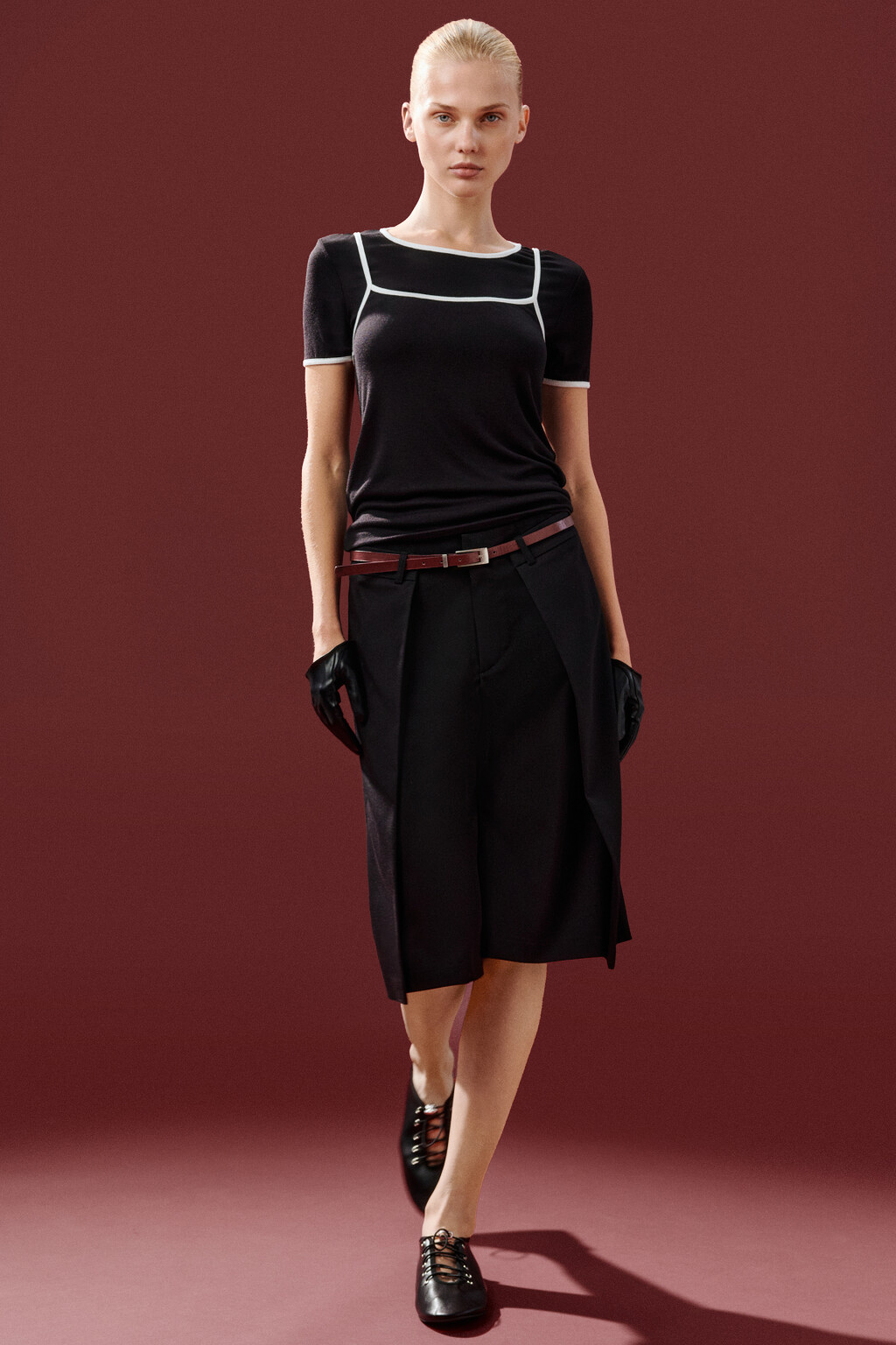 Футболка с имитацией майки - цвет черный - 2