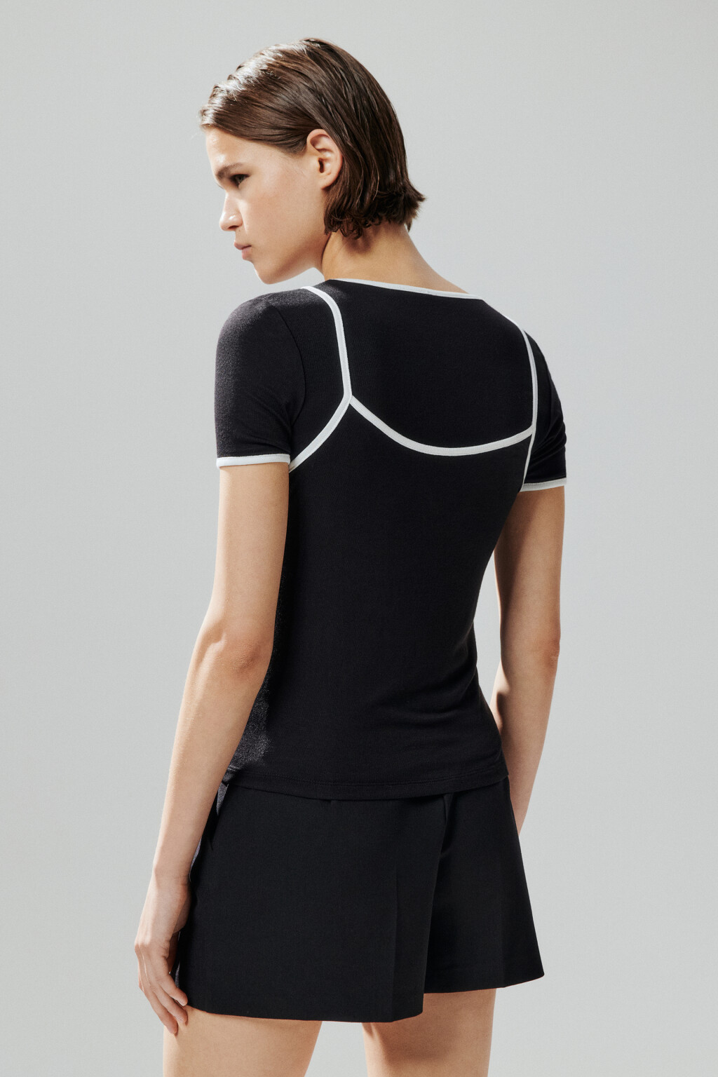 Футболка с имитацией майки - цвет черный - 6