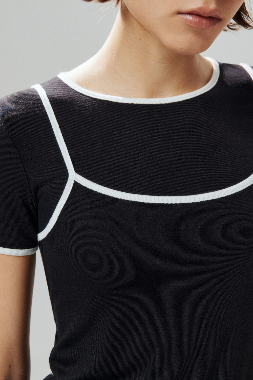Футболка с имитацией майки - цвет черный - 9