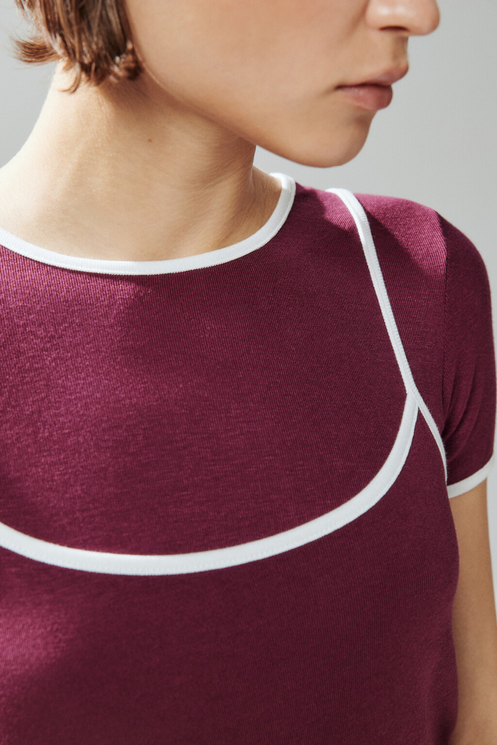 Футболка с имитацией майки - цвет бордовый - 5