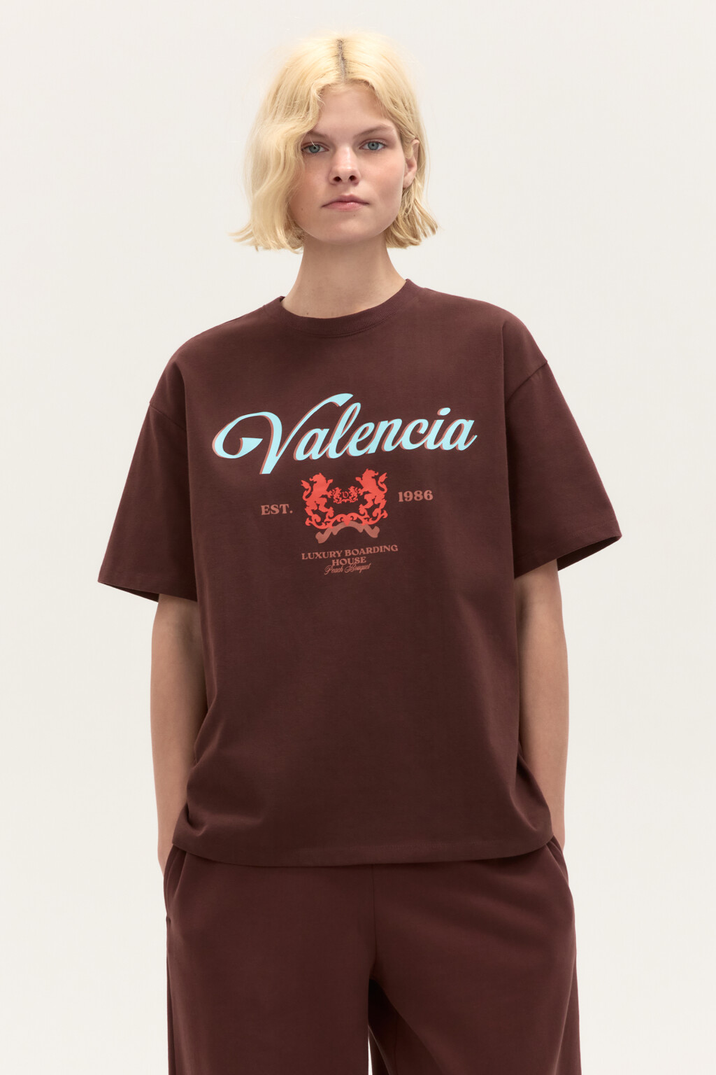 Футболка oversize с принтом - цвет коричневый - 2