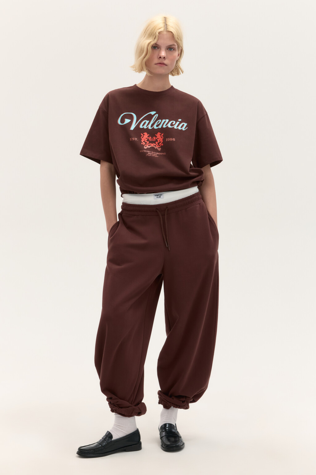 Футболка oversize с принтом - цвет коричневый - 4